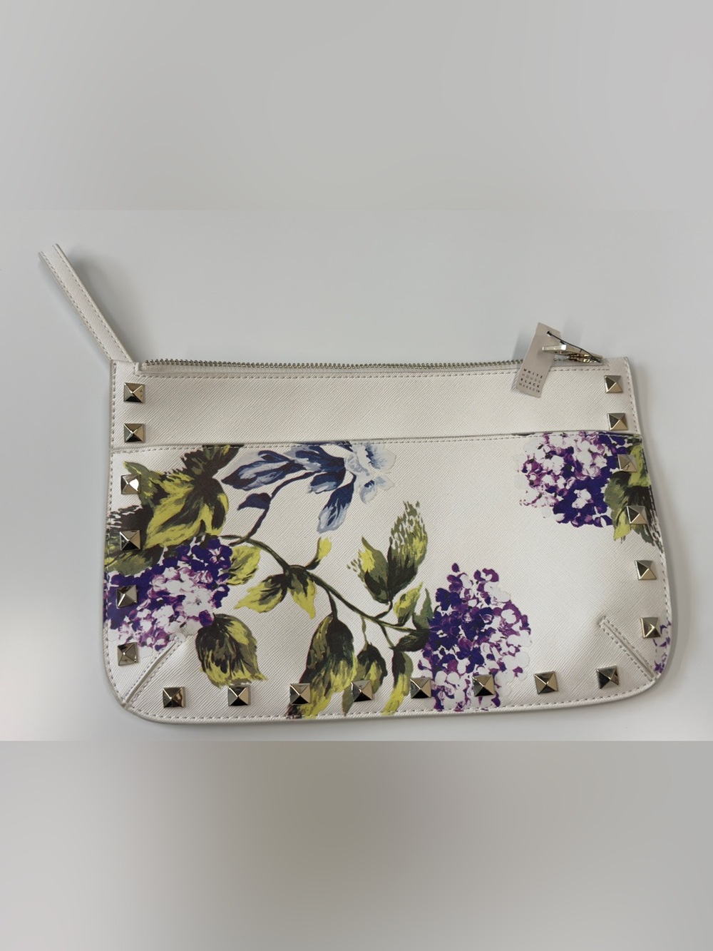 White House Black Market White Floral Print Studded Wristlet - Picture 3 of 5
